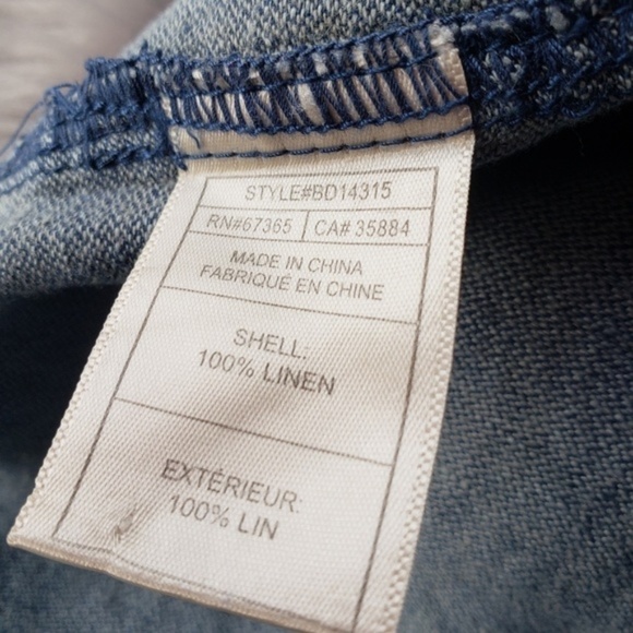 BB Dakota Linen Chambray Button-down Shirt Blue S - Picture 6 of 6